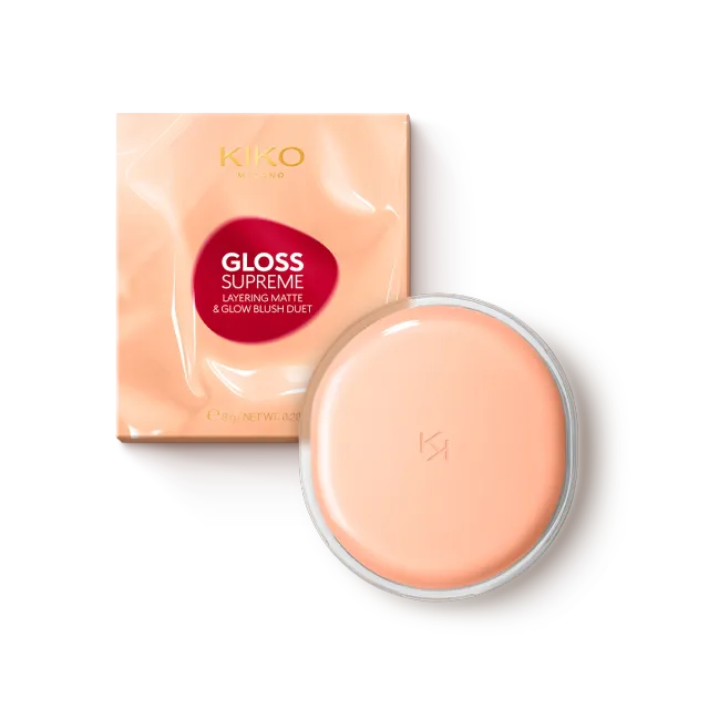 Gloss Supreme - Blush duplo: pó mate e cremoso com acabamento Brilhante - Kiko Milano